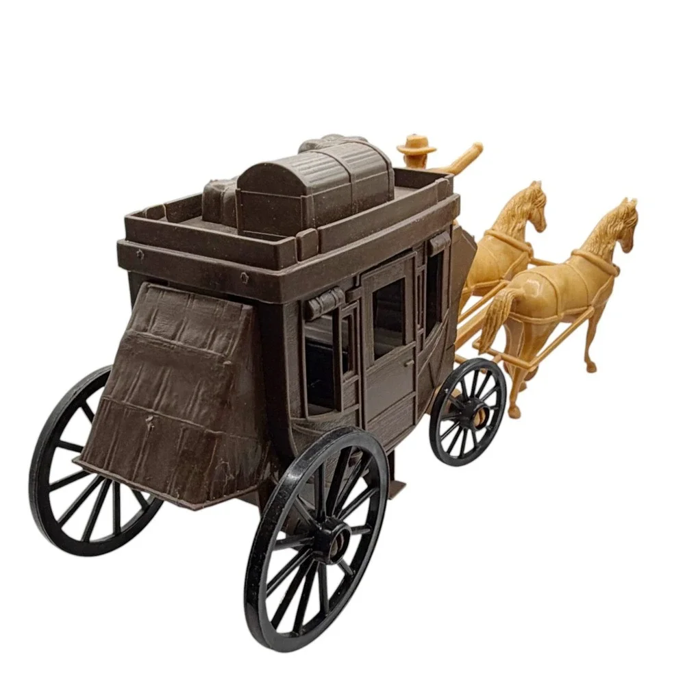 Vintage Western Stagecoach Horses Wagon Toy USA Processed Plastic Co 7665